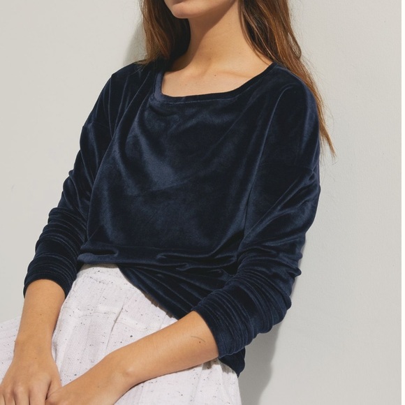 Anthropologie Tops - Nwt Carly velour top blue small